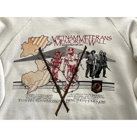 Vietnam Veterans Memorial Wall Sz XL Vintage Crew Sweatshirt Washington DC 80's - Picture 3 of 11